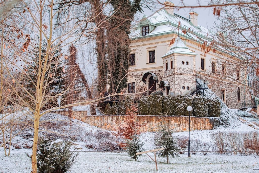 Дворецът Odrowąż през зимата